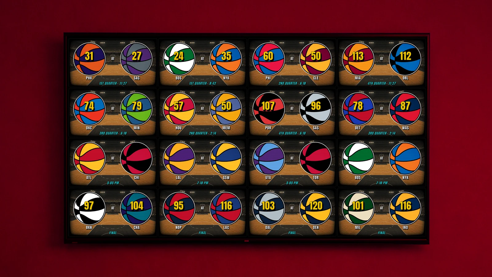 ScreenScore CRT basketball grid mockup